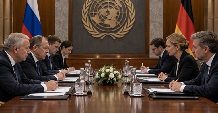 Dos delegaciones diplomáticas frente a frente en una sala de reuniones de Naciones Unidas.