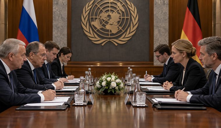 Dos delegaciones diplomáticas frente a frente en una sala de reuniones de Naciones Unidas.