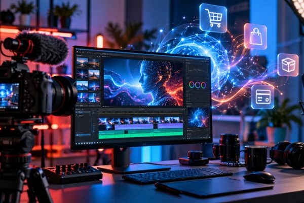 Estudio de creación de video con una interfaz abstracta de inteligencia artificial